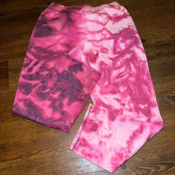 Time and Tru Purple & Pink Split Tie-Dye Wide Leg Cozy Sweatpants Size L - Picture 7 of 10